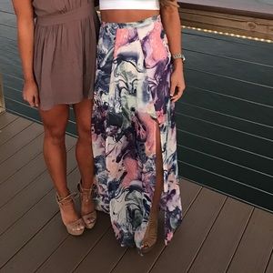 Watercolor maxi skirt